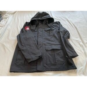 Canada Weathergear Mens Softshell Parka Jacket Hooded Black Large RN74299